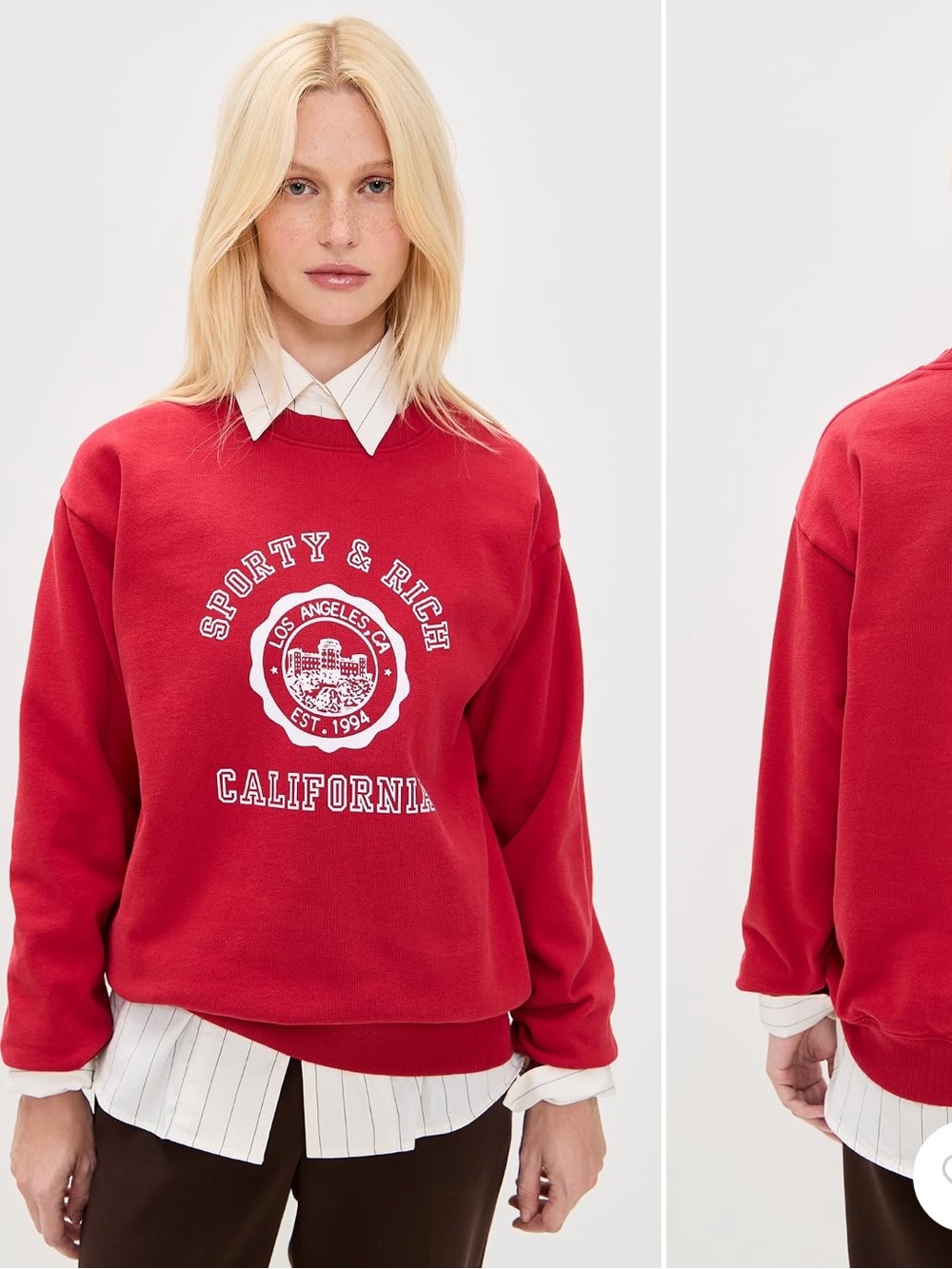 Sporty & Rich Red California Crewneck Sweatshirt